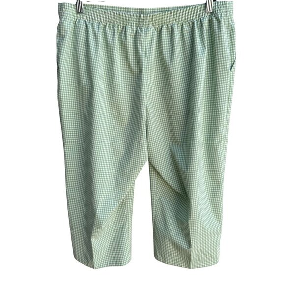 Alfred Dunner Vintage Womens Green Gingham Check Capri Pedal Pusher Pants 16 - Picture 4 of 8